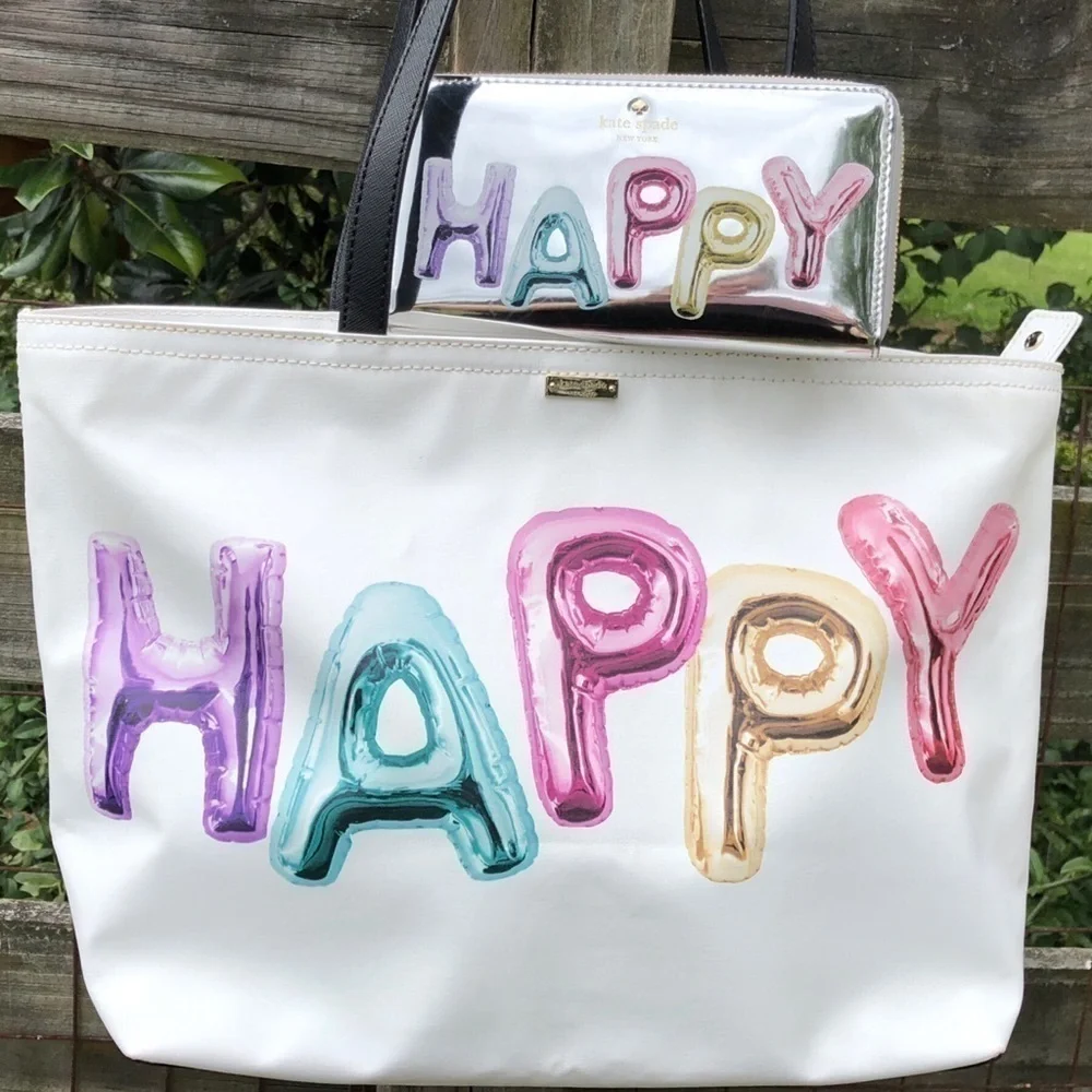 ♠️Rare Kate Spade Happy Tote & Wallet Balloon Set